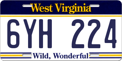 WV license plate 6YH224