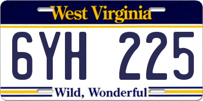 WV license plate 6YH225