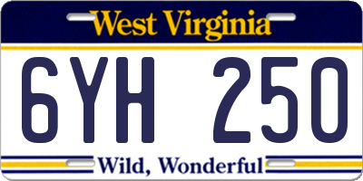 WV license plate 6YH250