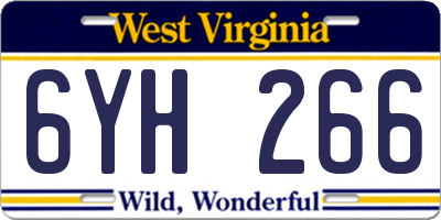 WV license plate 6YH266