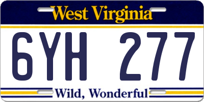 WV license plate 6YH277