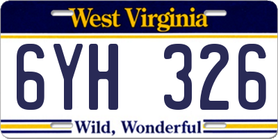 WV license plate 6YH326