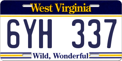 WV license plate 6YH337