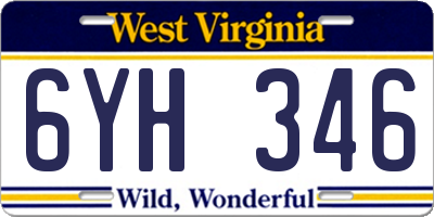 WV license plate 6YH346