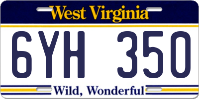 WV license plate 6YH350