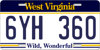 WV license plate 6YH360