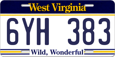 WV license plate 6YH383