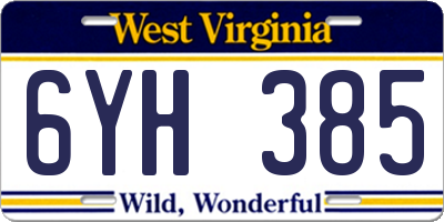 WV license plate 6YH385