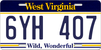 WV license plate 6YH407