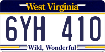 WV license plate 6YH410