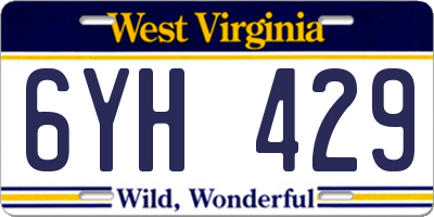 WV license plate 6YH429