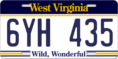WV license plate 6YH435