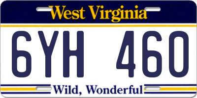 WV license plate 6YH460
