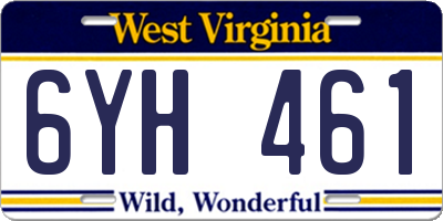 WV license plate 6YH461
