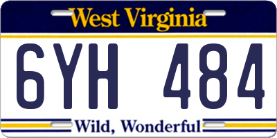 WV license plate 6YH484