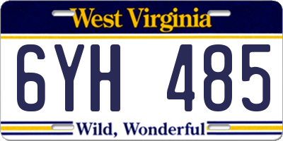 WV license plate 6YH485