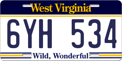 WV license plate 6YH534