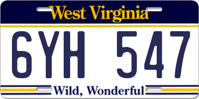 WV license plate 6YH547