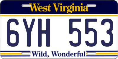 WV license plate 6YH553