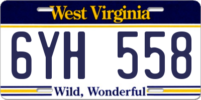 WV license plate 6YH558