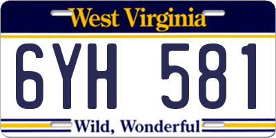 WV license plate 6YH581