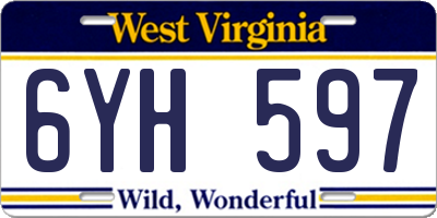 WV license plate 6YH597