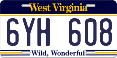 WV license plate 6YH608