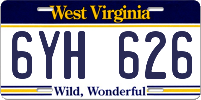 WV license plate 6YH626