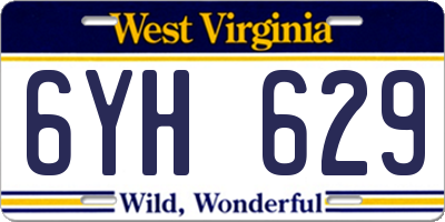WV license plate 6YH629