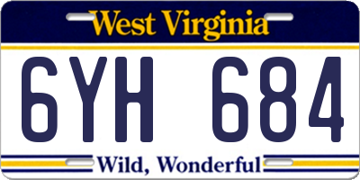 WV license plate 6YH684