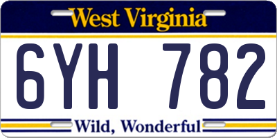 WV license plate 6YH782