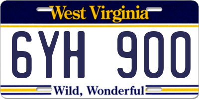 WV license plate 6YH900