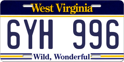 WV license plate 6YH996