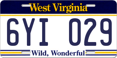 WV license plate 6YI029