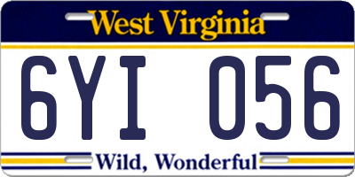 WV license plate 6YI056