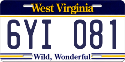 WV license plate 6YI081