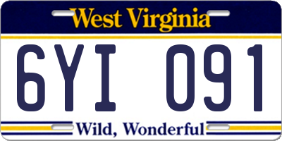 WV license plate 6YI091