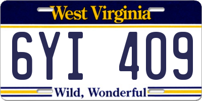 WV license plate 6YI409