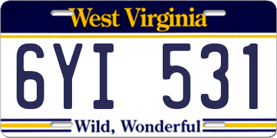 WV license plate 6YI531