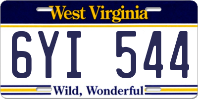 WV license plate 6YI544