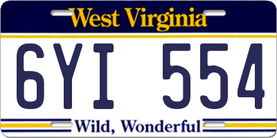 WV license plate 6YI554