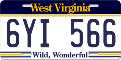 WV license plate 6YI566