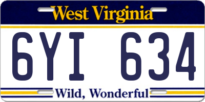WV license plate 6YI634