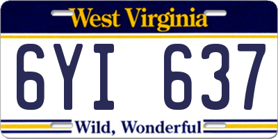 WV license plate 6YI637
