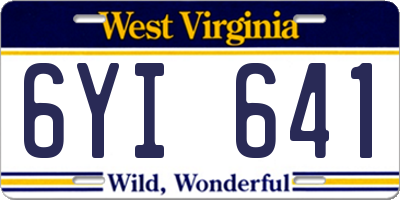 WV license plate 6YI641
