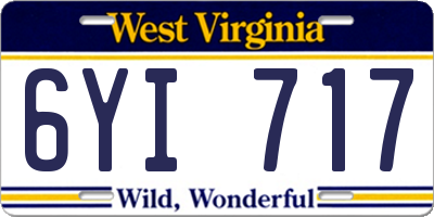 WV license plate 6YI717