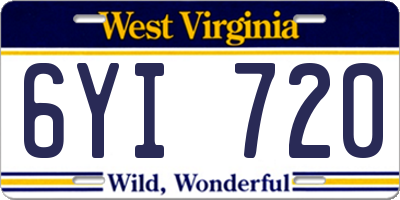 WV license plate 6YI720