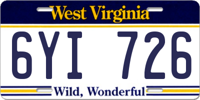 WV license plate 6YI726