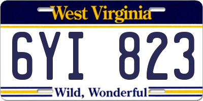 WV license plate 6YI823