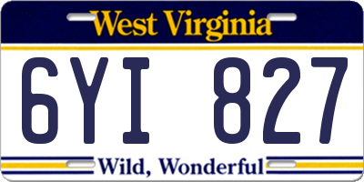 WV license plate 6YI827